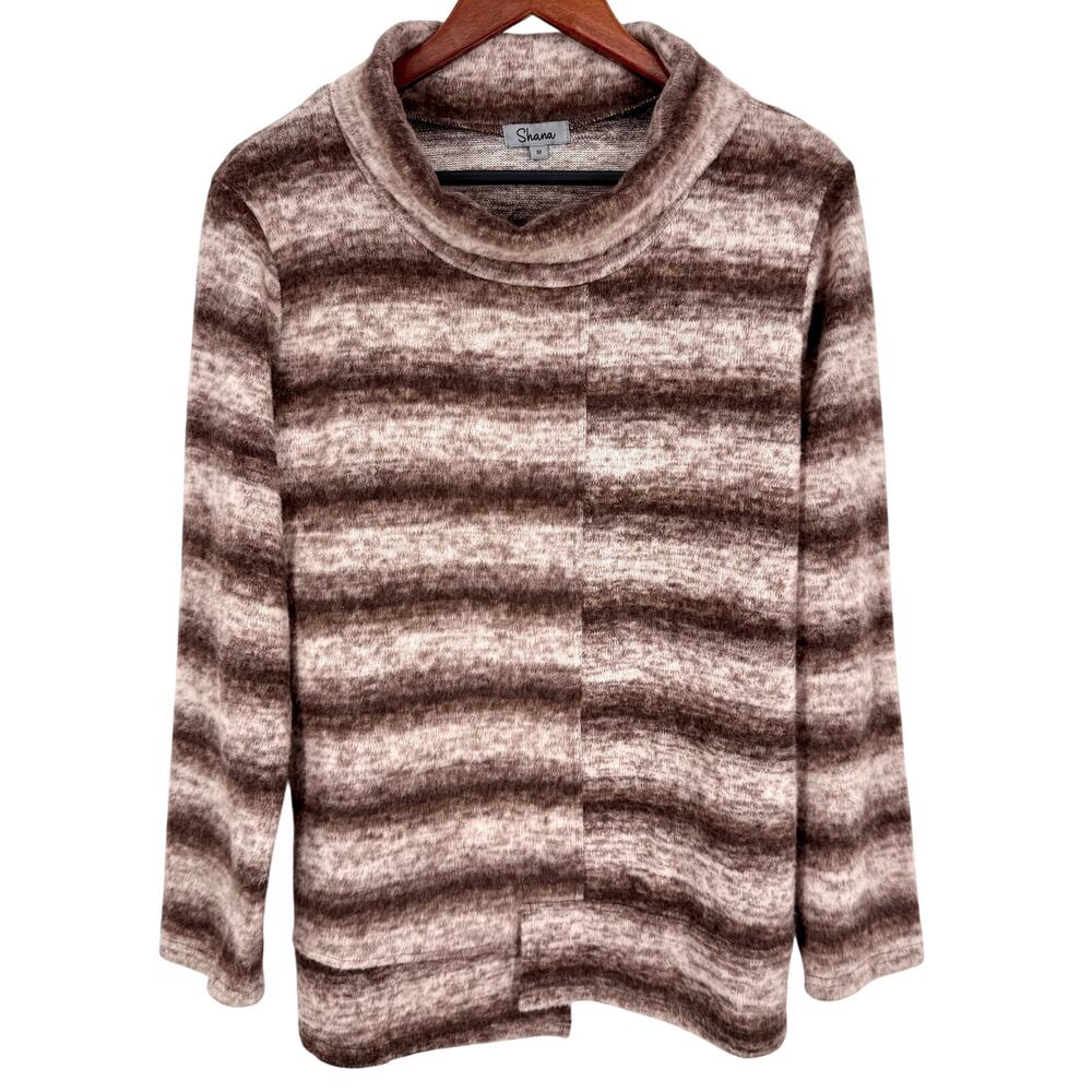 Shana Sz Medium Wearable Art to Wear Fuzzy Brown Winter Blouse Shirt Top Cozy